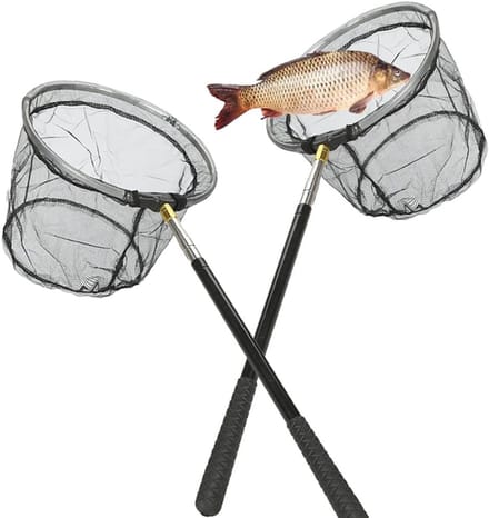 Zyrex® Schepnet Vissen - Visnet - Telescoop Schepnet - Duurzaam Net met Rubberen Coating - Zwart- ‎43cm x 13cm x 6cm; 430 g