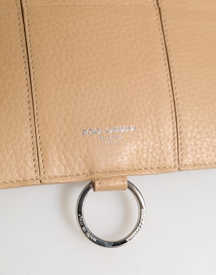 Beige Kalfsleder Grote Crossbody Kaartenhouder Portemonnee
