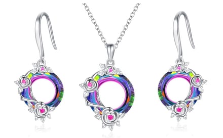 Multi Kleur Kristal Cirkel Oorbellen Hanger Set.