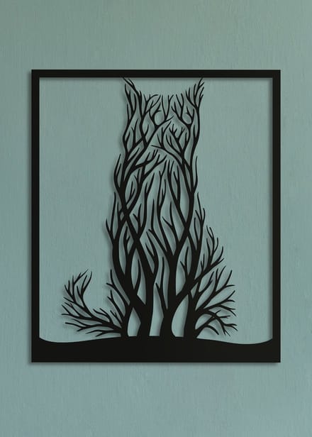 Wanddecoratie | Kat van takken - M (34x40cm)