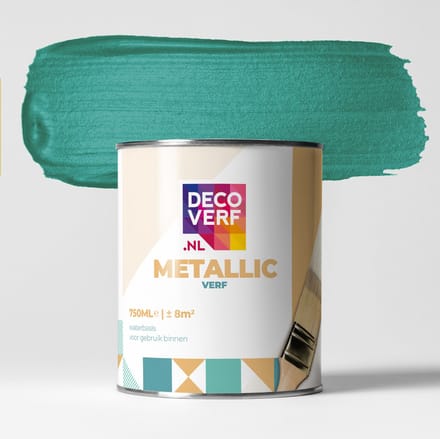 Decoverf metallic verf azuurgroen, 750ml