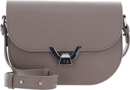 COCCINELLE Leren Schoudertas Dew Crossbody Grained Leather Warm Taupe
