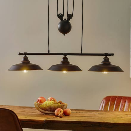 Westinghouse hanglamp Iron Hill, zwart, 3-lamps, E27