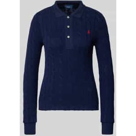 Gebreide pullover met kabelpatroon en polokraag