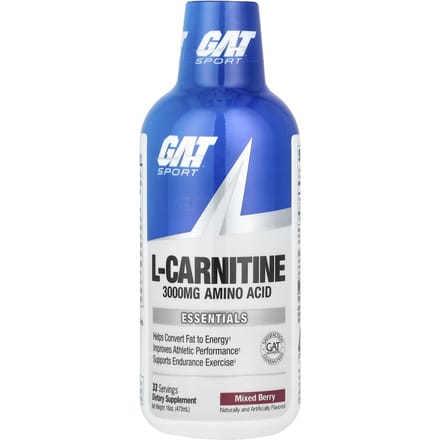 GAT, l-carnitine, aminozuren, gemengde bessensmaak, 3.000 mg, 473 ml (16 ons)