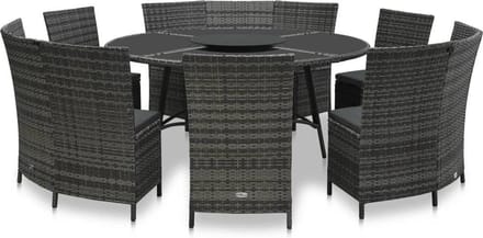 vidaXL - 7-delige - Tuinset - met - kussens - poly - rattan - grijs