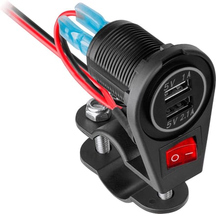 Peiying Basic USB Motorfietslader 12V - 1x USB-A 1A - 1x USB-A 2.1A - 10W - Zwart
