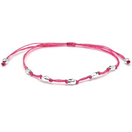 Bracelet Luxenter en coton rose avec finition en argent sterling 925 - Buawe