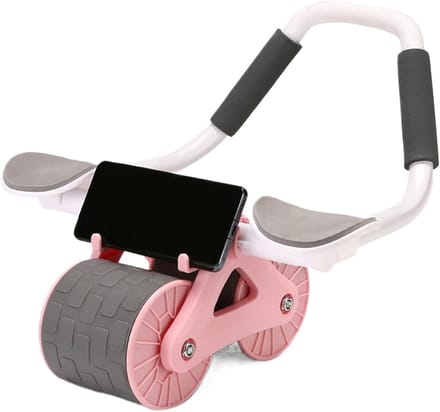 Buikspierroller Whel - Core Trainer - Krachtige Core Training - Vergroot Dubbel Wiel - 41.5 cm - Roze
