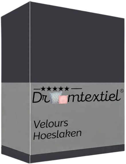 Droomtextiel Velours Hoeslaken Antraciet - 90x200 cm