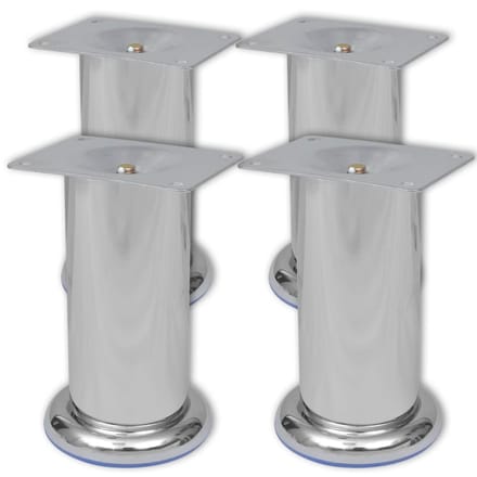 vidaXL - Bankpoten - rond - chroom - 120 - mm - 4 - st