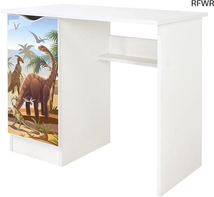 Kinderbureau - Bureau met kast - Studeren en werken - Stevig meubelbord - 90x50x77 cm - Wit