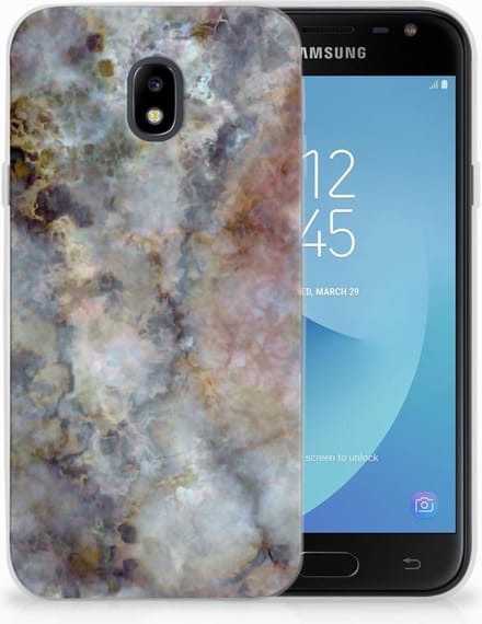 Samsung Galaxy J3 2017 TPU Siliconen Hoesje Marmer Grijs