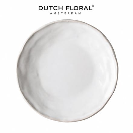 Dutch Rose Organic Borden - Plat - Ø 17cm - Stoneware Handgemaakt - Wit