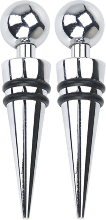Svenska Living Flessenstoppers/Afsluitdoppen - 2x stuks - RVS/Rubber - wijnstopper