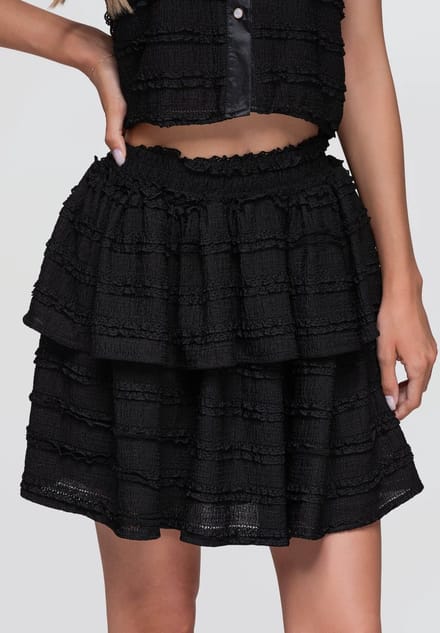 OMBRE Rok - Katoen - Gestreept - Rok Zwart M/L