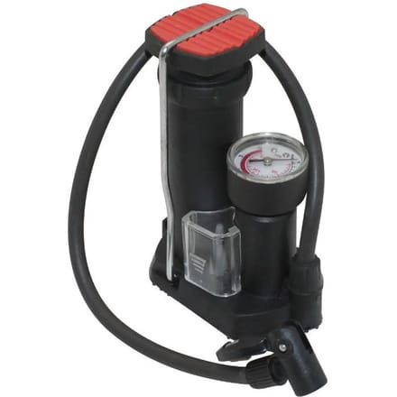 Opvouwbare Plastic Hogedruk Voetpomp - 12 bar Drukmeter en Dubbele Aansluiting + - en Matrasopzetstukken P2R