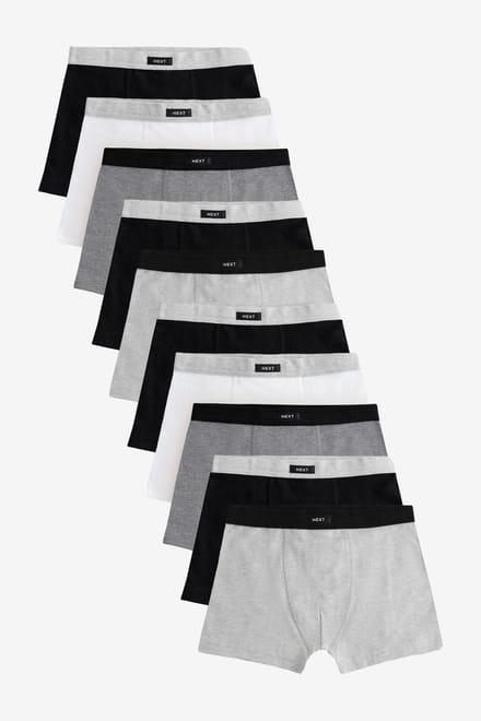 Next - Jongens - Set van 10 boxershorts met zachte tailleband - Grijs
