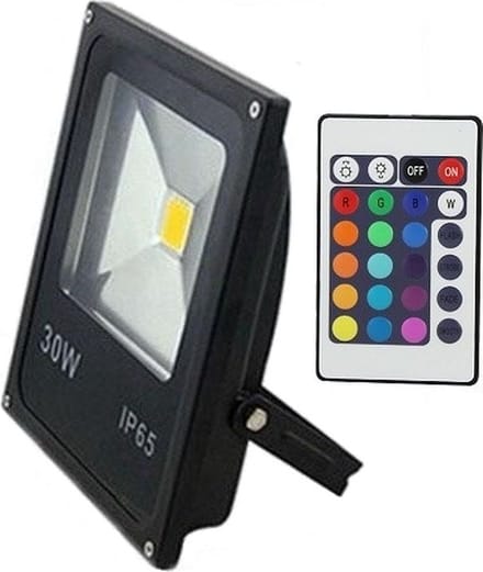 LED Bouwlamp / Schijnwerper RGB Gekleurde Verlichting - 30 Watt - Met Afstandsbediening - Plat