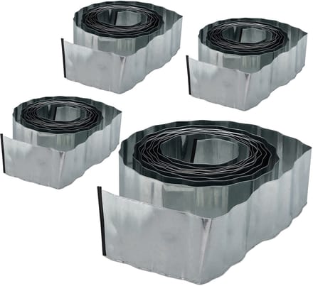 4x borderrand metaal - grasrand - graskant - verzinkt - flexibel - zilver