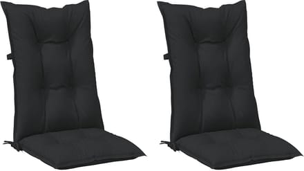 vidaXL - Set - Hoge - Rug - Stoelkussens - 2 - st - Polyester - Melange - Zwart