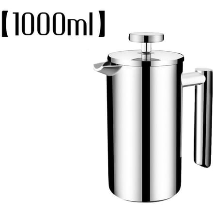 Cafetière à pression française Double couche en acier inoxydable 1000, 304 ml, cafetière manuelle de plus grande capacité 1000ML black