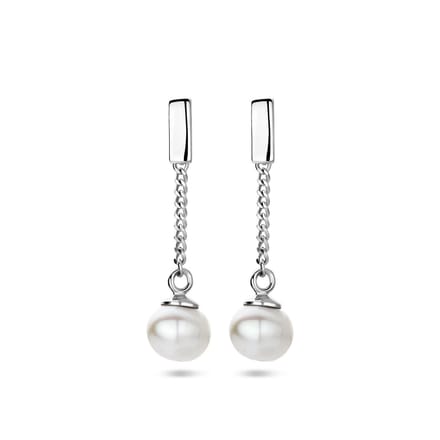 Zilver Gerhodineerd Oorhangers Parel 1337714