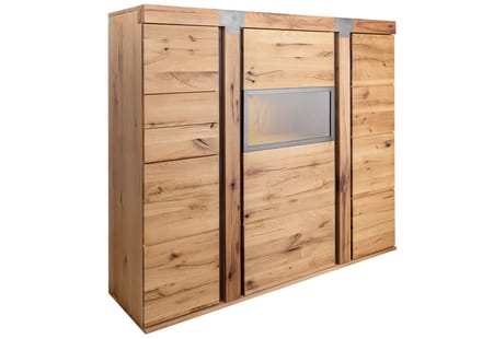 MASSIVMOEBEL24.DE wilde eik / moseik highboard blank Massief hout 160x45x142 cm (BxTxH) geolied gemonteerd NEW AMSTERDAM volledig massief #07