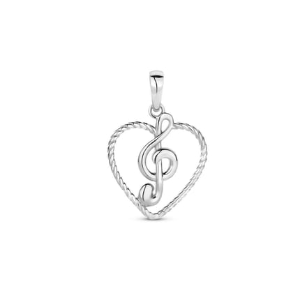 zilver gerhodineerd hanger hart en muzieknoot 1336625