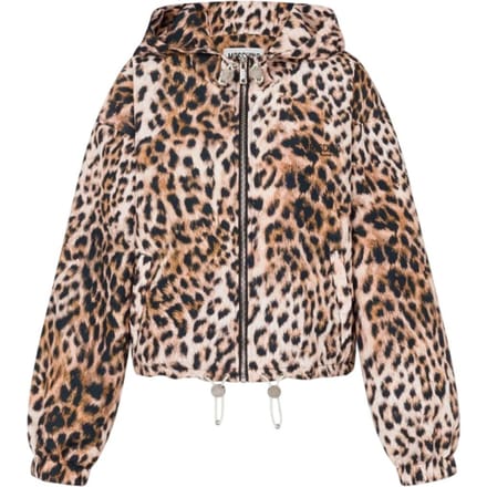damesjassen Moschino Jeans - lange nylon jas luipaard print - bruin