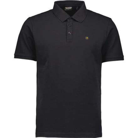 No Excess Polo pique garment dyed black