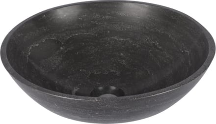 Differnz Limestone waskom - 40x40x15cm - rond - natuursteen - glans antraciet
