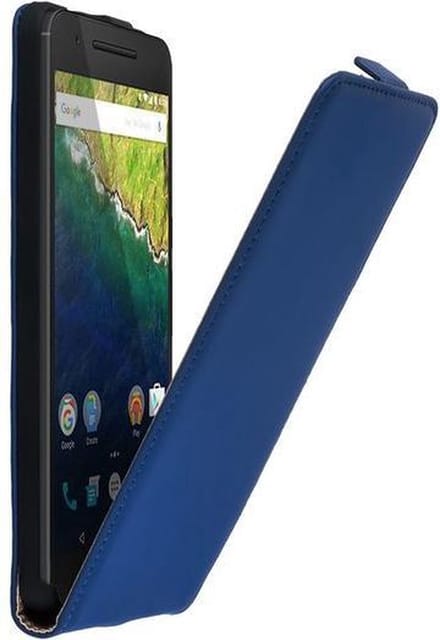 Blauw lederen flip case Huawei Nexus 6P case Telefoonhoesje