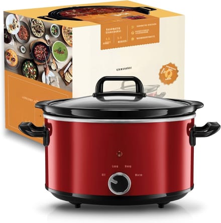 RWB® Crockpot Multicoocker - Crockpot - Multicoocker - Rood - ‎30 x 22 x 31 cm