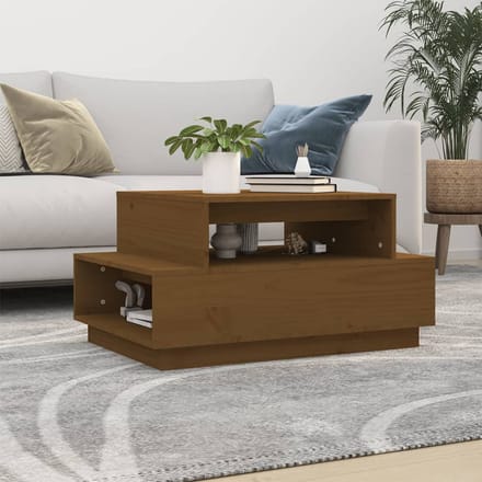 vidaXL - Salontafel - 80x55x40,5 - cm - massief - grenenhout - honingbruin