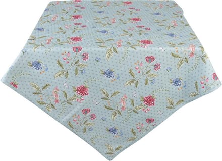 Clayre & Eef Tafelkleed 150x150 cm Blauw Groen Katoen Bloemen