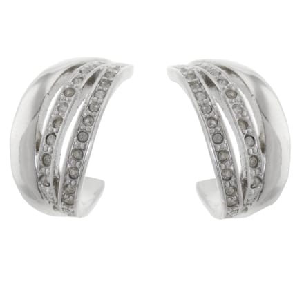Behave - Oorbellen dames - zilverkleur - kristal - klassiek - 2 cm