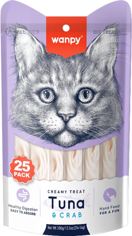Wanpy - likbare snack Tonijn & Krab - Voordeelpack 25 Stuks - Kattensnack
