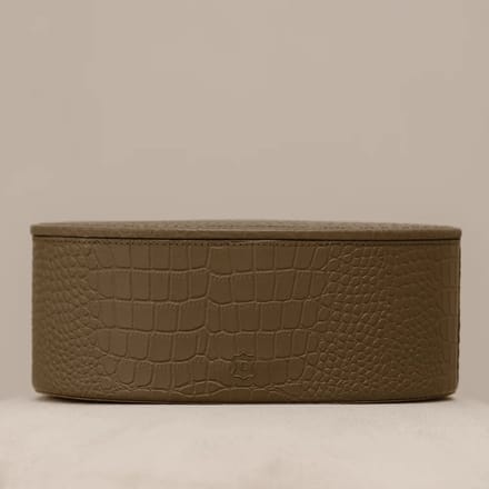Chamada Fleur leren opbergbox ovaal croco large taupe