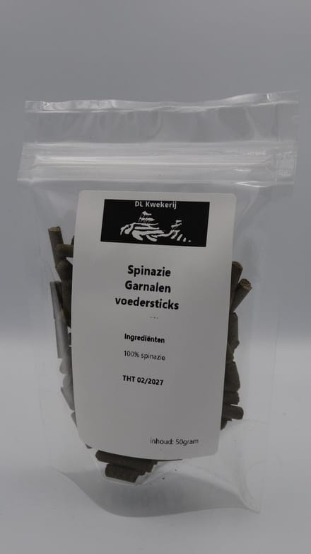 Spinazie voedersticks - 50gram - garnalen voeding - DL Kwekerij