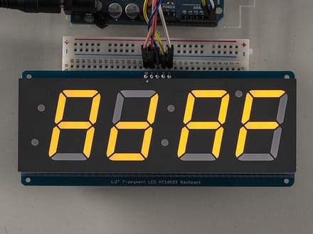 1.2 inch 4-Digit 7-Segment Display w/I2C Backpack - Yellow Adafruit 1269