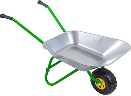 Metalen kinderkruiwagen zilver/groen