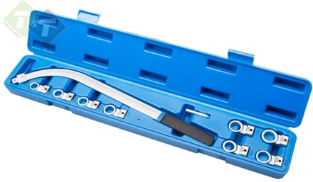 Tandriemsleutel, spanrol, v-snaar, gebogen sleutel 10 dlg, Spansleutel set, Spanner set