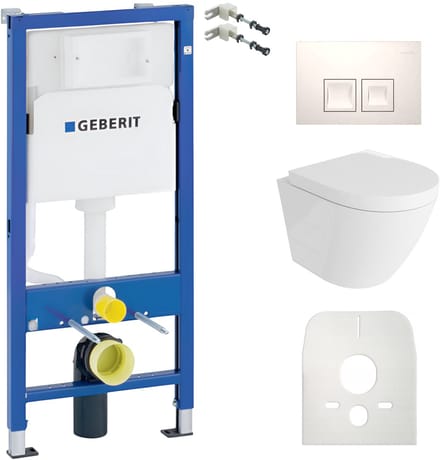 Geberit Duofix Basic Toiletset - Wandcloset SOGO - Wit Hoogglans - Randloos - Bedieningsplaat Wit - Compleet