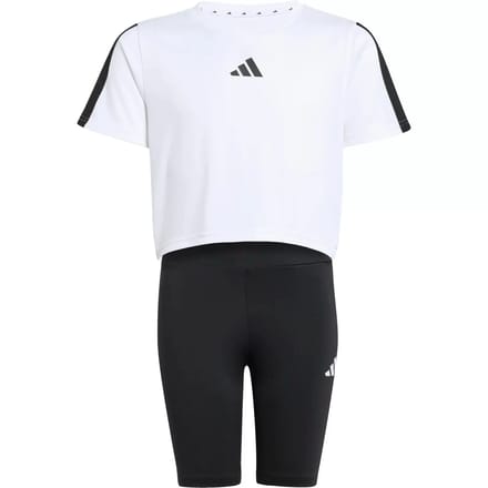 Adidas Train Essentials 3 Stripes Tee Korte Mouw Set Zwart 13-14 Years Meisje