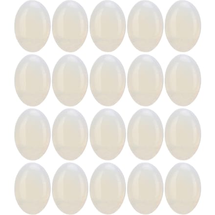 20 stuks Opaal Flatback Cabochon Steentjes met Glad Oppervlakte, Mooie Ovale Stenen voor het Maken van Sieraden white