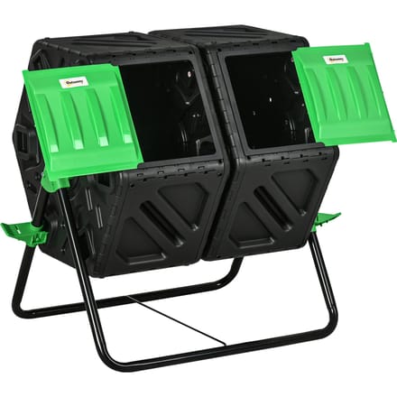 Outsunny 130L dubbele kamer roterende composter 67X60X77 cm zwart zwart