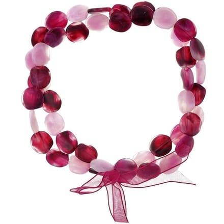 Behave - Korte ketting roze paars elastisch met strik - 30 cm