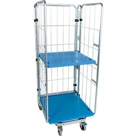 Nestbare rolcontainer, 3-zijdig, 1 tussenlegbord