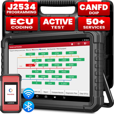 LAUNCH X431 PRO3S+ ELITE Geavanceerde Programmeringstool J2534 CAN FD DOIP Online Codering Alle Systeem Auto Diagnose Tool Topologiekaart